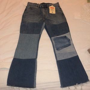 NWT Levi’s 517 Patchwork Bootcut Cropped Jeans 26